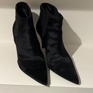 Sleek and Elegant Black Pony Hair Ankle Boots